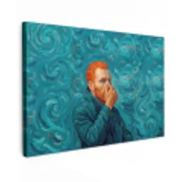 Portret - Klassiek - Blauw Tuinposter op houten frame 2 cm dik klein -3d