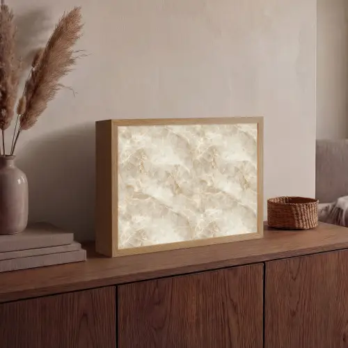 Lichtbeige - Onyx - Subtiel Light Box met batterij (Wandlamp) middel 907 -sfeer2