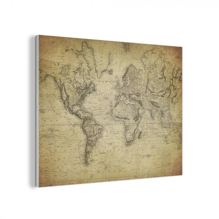 Wereldkaart - Vintage - Antiek - Bruin - Papier PET vilt klein -3d