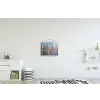 Skyline - Wolkenkrabbers - Water - Blauw textielposter latten blank klein -kinderkamer