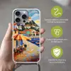 Kustdorp - Huisjes - Mozaïek - Zee Hoesje iPhone 16 Pro Max met koord klein -sfeer2_NL