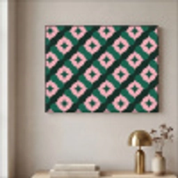 Groen - Roze - Retro - Sterren Textielframe zwart klein 947 -sfeer2