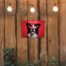 Hond - Hartjesbril - Loveyou - Rood tuinposter los doek klein -sfeer1