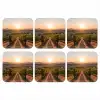 Wijngaard - Zonsondergang - Landschap onderzetter kurk middel -3d