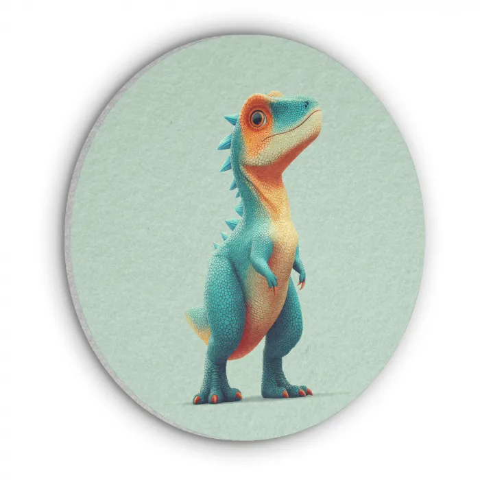 Cartoon - Dino - Oranje - Stekels Akoestische PET Vilt - Rond klein -3d