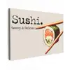 Sushi - Zalm - Rijst - Japans Tuinposter op houten frame 2 cm dik klein -3d