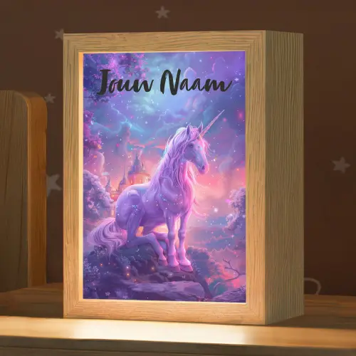Eenhoorn - Fantasy - Kasteel - Meisje - Paars - Roze Light Box met kabel (Kinderlampje) klein -zzz_3d_website