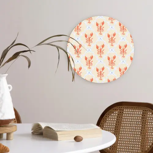 Zee - Kreeft  - Blauw - Geel - Oranje Wandcirkel plexiglas klein 852 -sfeer4