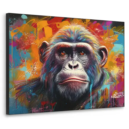 Aap - Gorilla - Graffiti - Dieren - Kleuren Textielframe - compleet frame klein -3d