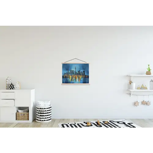 Skyline Toronto - Water - Stadslichten - Toren textielposter latten blank klein -kinderkamer