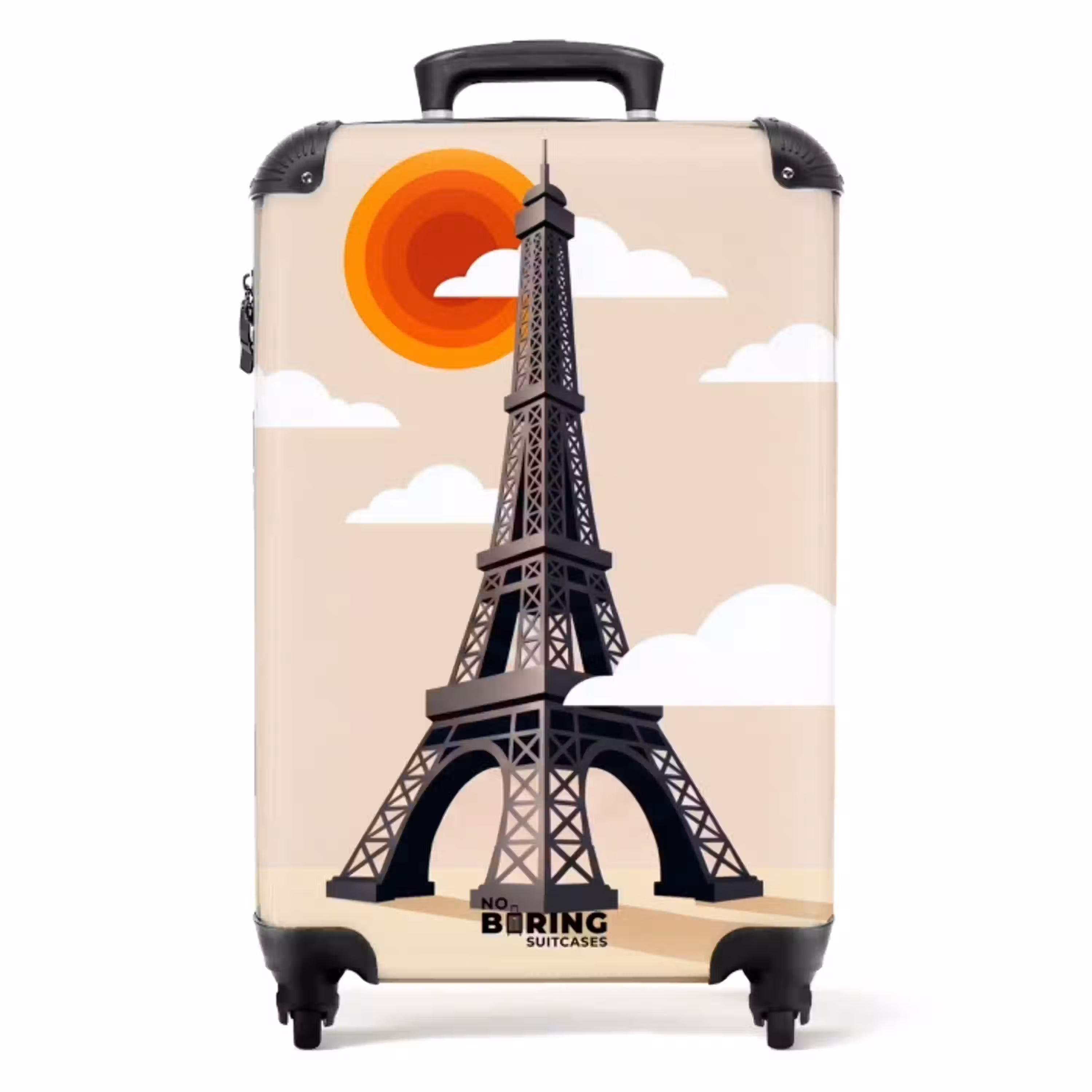 Eiffeltoren - Zon - Architectuur - Abstract - Beige NBS - Handbagage koffer - Volwassenen Unisex middel -productfoto_recht