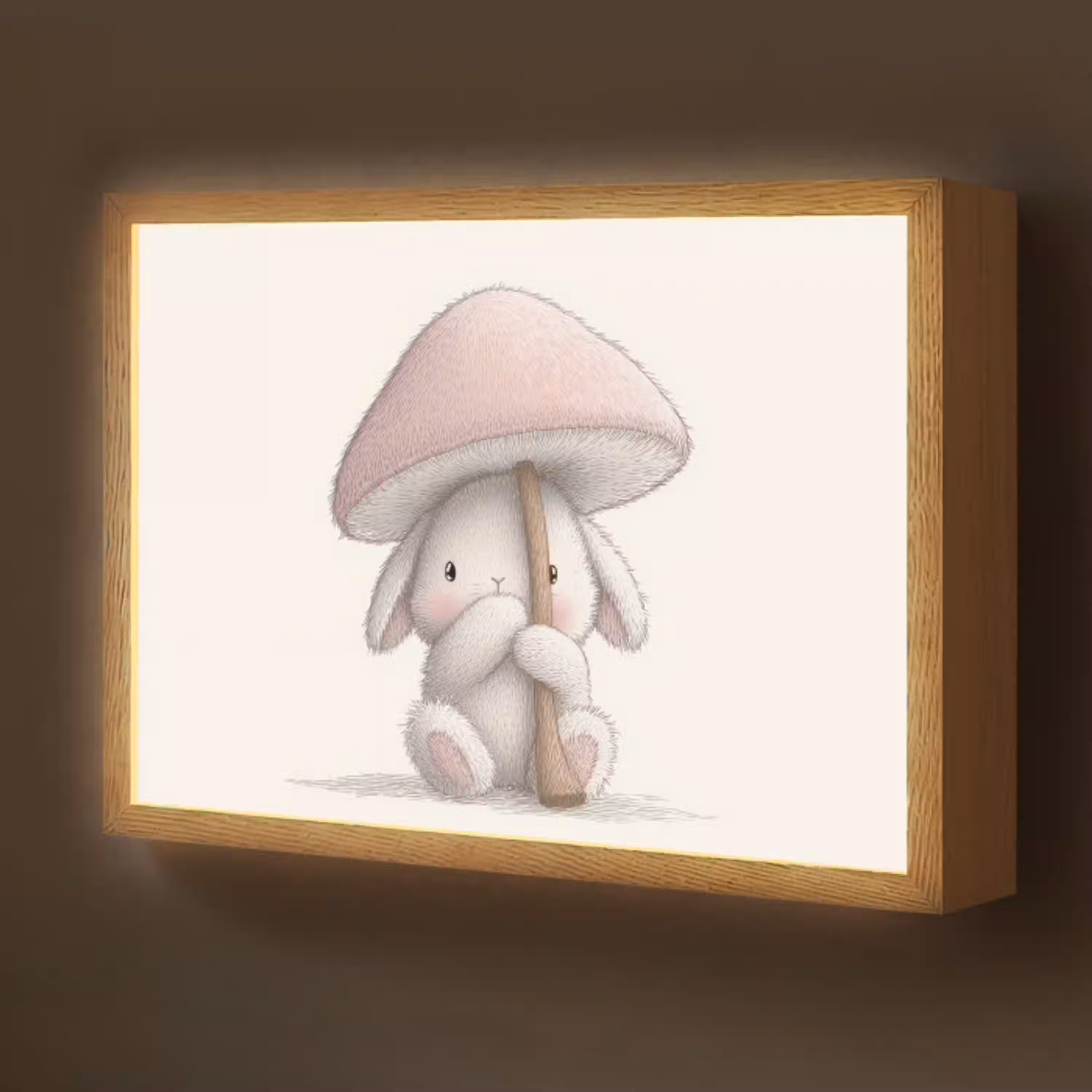 Paddenstoel - Konijn - Roze Light Box met batterij (Wandlamp kind) middel -z3d_website