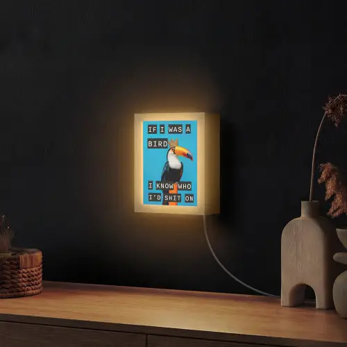 Vogel - Toekan - Blauw - Quotes Light Box met kabel (Wandlamp) klein -sfeer1