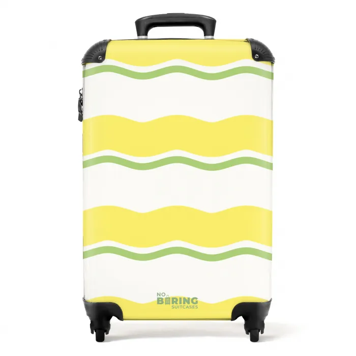 Golvende strepen in geel met groen NBS - Handbagage koffer - Unisex middel -productfoto_recht