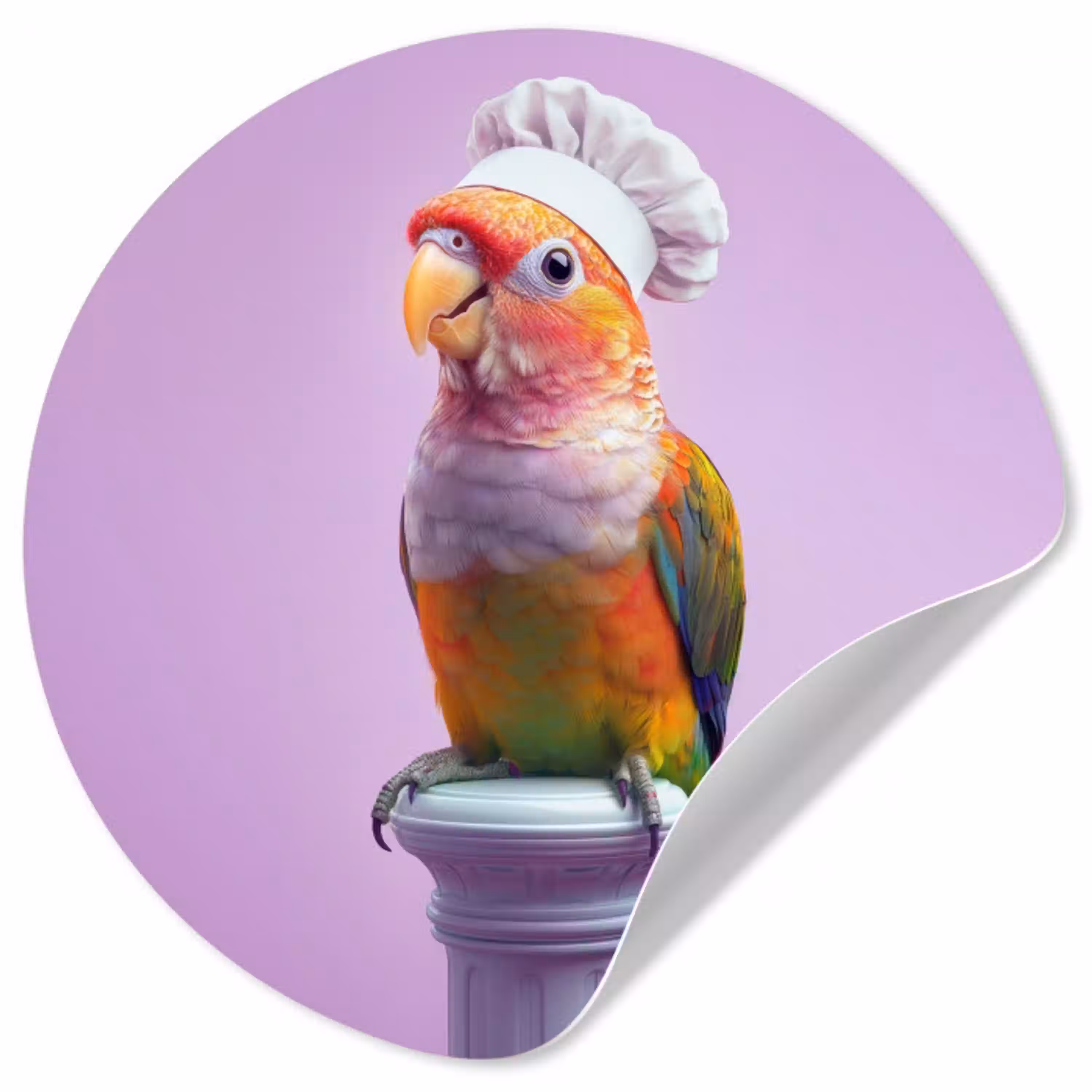 Papegaai - Koksmuts - Pilaar - Vogel Wandcirkel behangsticker klein -3d