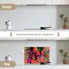 Vrouw - Microfoon - Neon keuken achterwand spatscherm klein -voor_na_NL