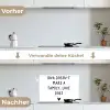 Engelse quote "DNA doesn't make a family, love does" met een hartje op een witte achtergrond keuken achterwand spatscherm klein -voor_na_DE