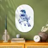 Vogel - Delfts blauw - Illustratie - Bloemen Wandcirkel Ovaal Forex klein -sfeer2