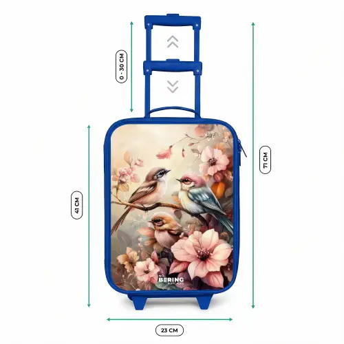 Vogels met roze bloemen Kinderkoffer - Blauw klein -productfoto_formaten