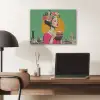 Retro - Vrouw - Stad - Zon PET vilt klein -sfeer5