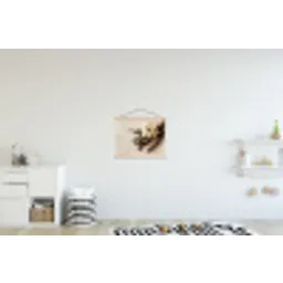 Vanille - Bloemen - Beige textielposter latten blank klein -kinderkamer