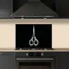 Schaar - Delfts blauw - Zwart keuken achterwand spatscherm klein -sfeer1