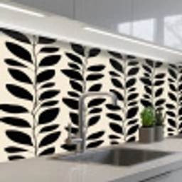 Botanisch - Dessin - Zwart - Beige keuken achterwand 2 middel 871 -3d_schuin