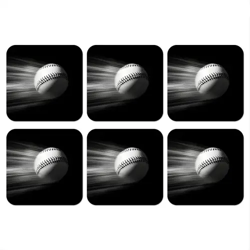 Honkbal - Wit - Vliegt onderzetter kurk middel -3d