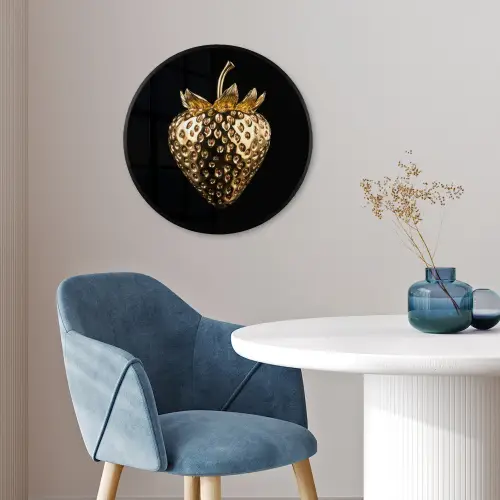 Aardbei - Goud - Zwart - Chrome Fotolijst rond zonder passe partout klein -sfeer2