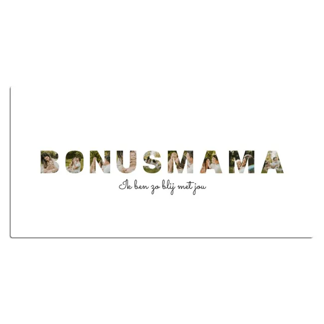 Gepersonaliseerde bureau onderlegger - Bonusmama - Lettercollage