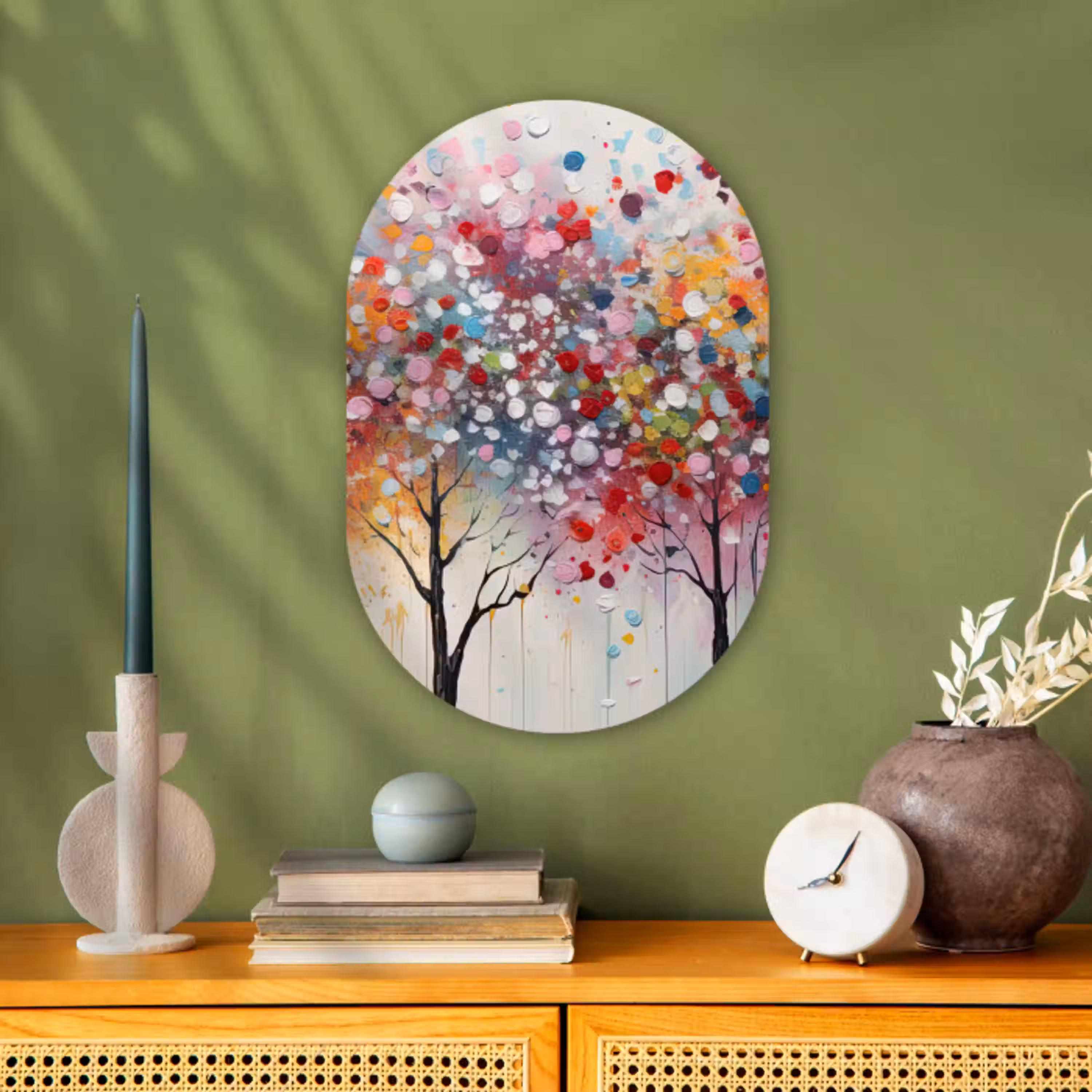Kunst - Bomen - Natuur - Acryl Wandcirkel Ovaal Forex klein -sfeer2