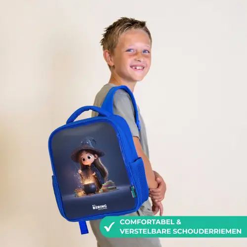 Betoverend meisje met ketel Kinderrugzak - Blauw middel -sfeer3_NL