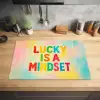 Quote - Lucky - Regenboogkleuren Inductie beschermer vinyl 3mm klein -sfeer5