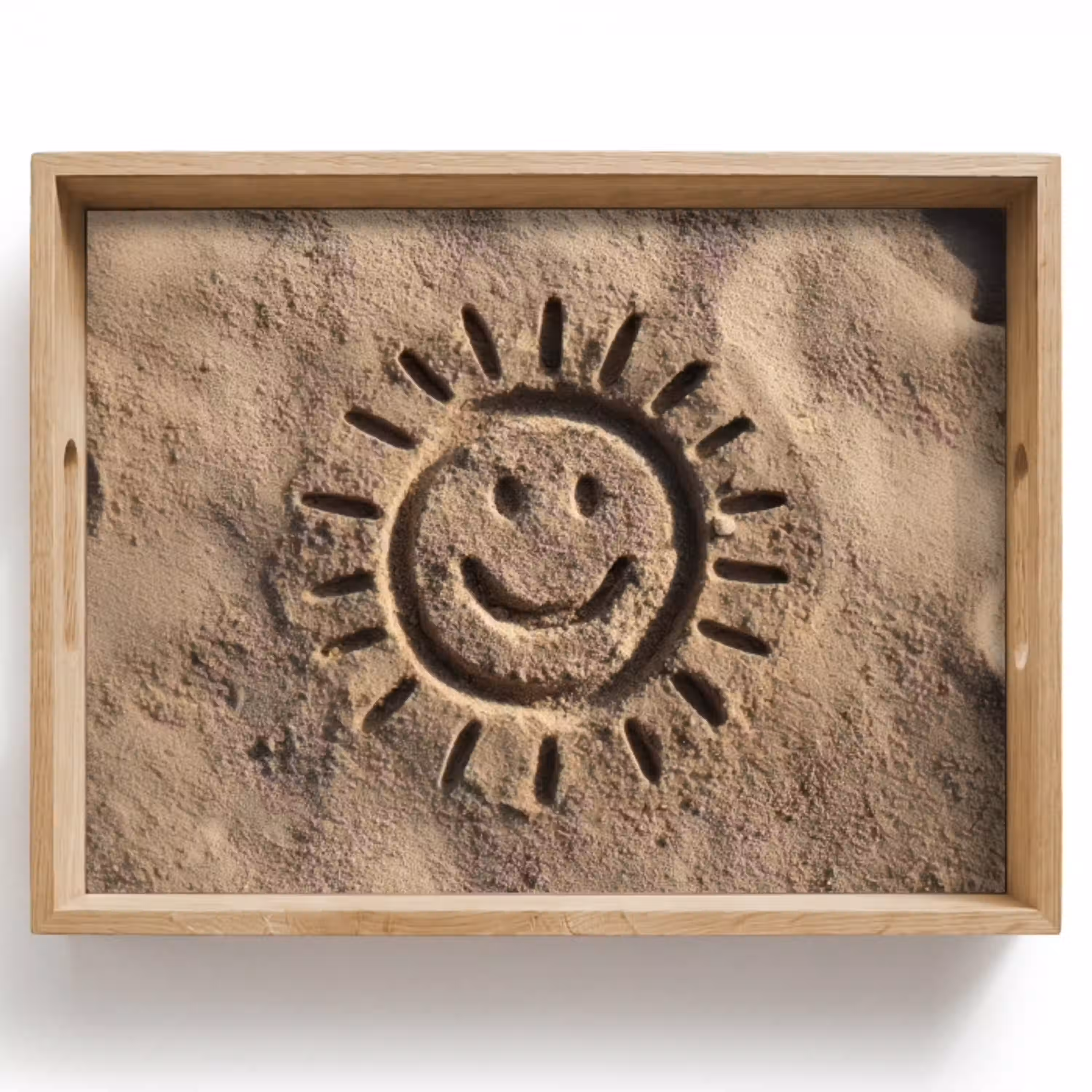 Gezichtje - Zon - Zand - Getekend Dienblad Rechthoek middel -z3d_shopping