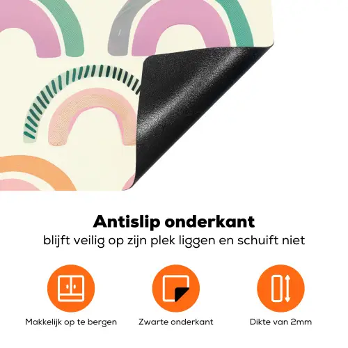 Regenboog - Pastel - Patroon Inductie beschermer vinyl 3mm klein -zzzzzzz-td-onderkant