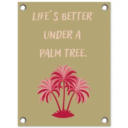 Groen - Zomer - Quote - Palmboom tuinposter los doek klein -3d