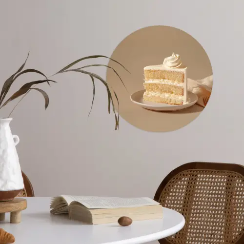 Vanilletaart - Cake - Romig Wandcirkel behangsticker klein -sfeer3
