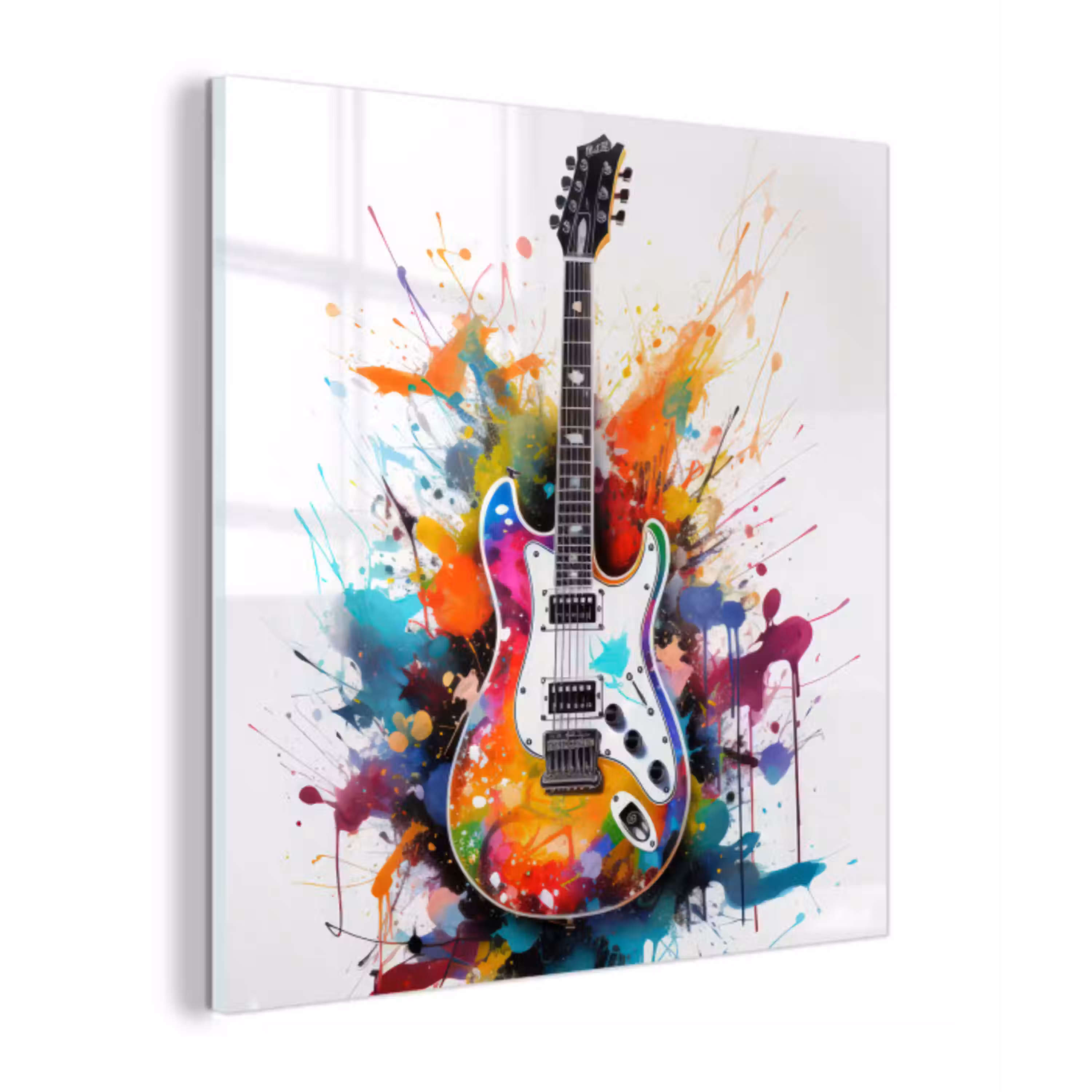 Gitaar - Graffiti - Muziek - Wit plexiglas 5mm klein -z3d