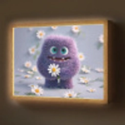 Monster - Paars - Madeliefjes Light Box met batterij (Wandlamp) middel -z3d_website