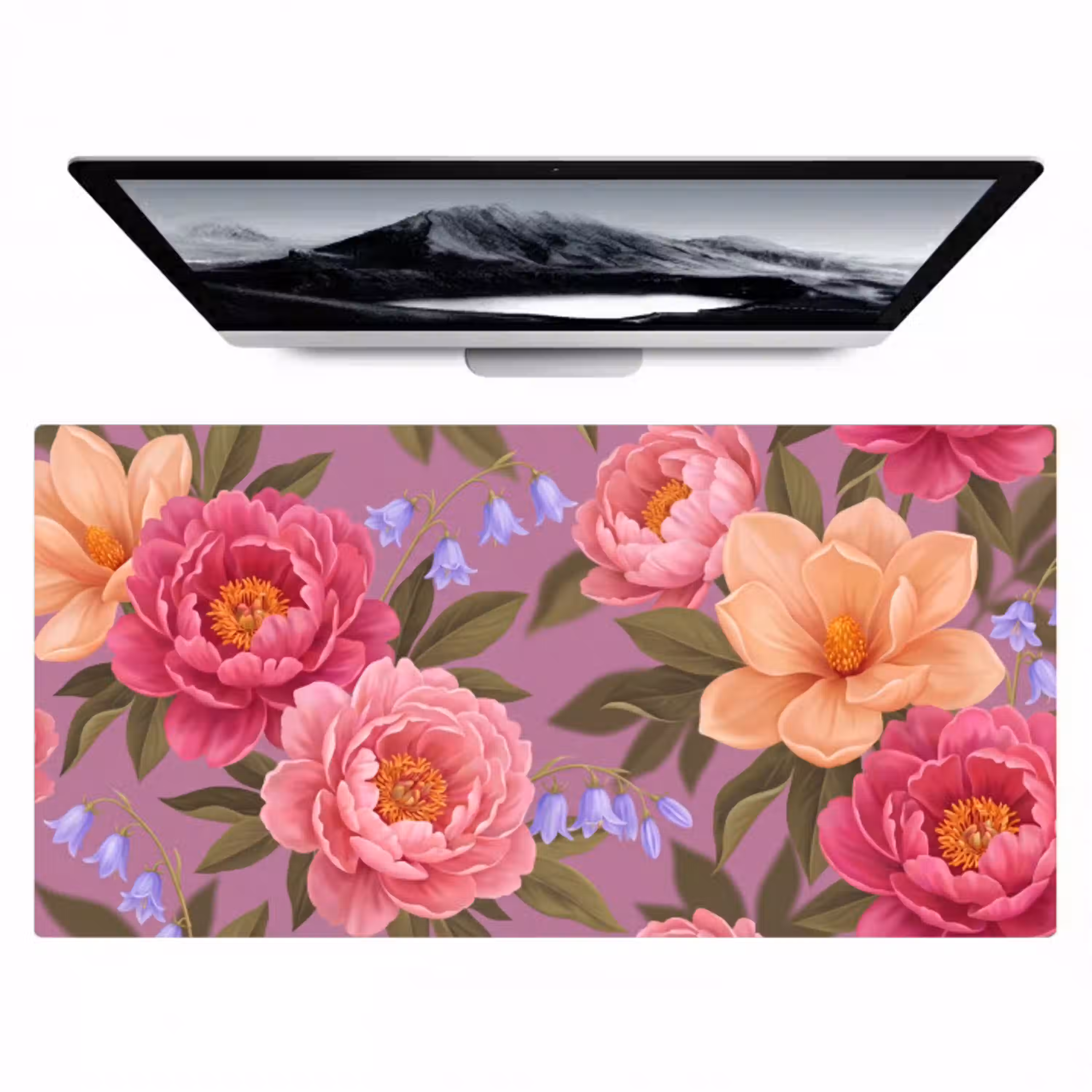 Bloemen - Patroon - Illustratie - Roze Muismat XXL klein -zzz3d