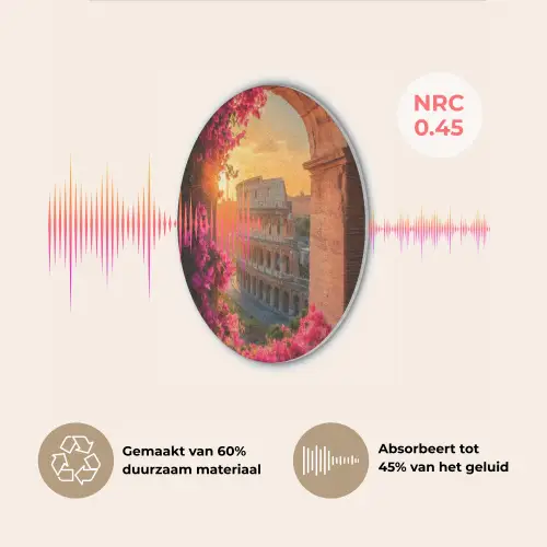 Colosseum - Rome - Roze Bloemen Akoestische PET Vilt - Rond klein -USP_NL