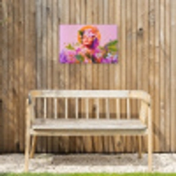 Vrouw - Abstract - Cirkel - Bloemen Tuinposter op houten frame 2 cm dik klein -sfeer4