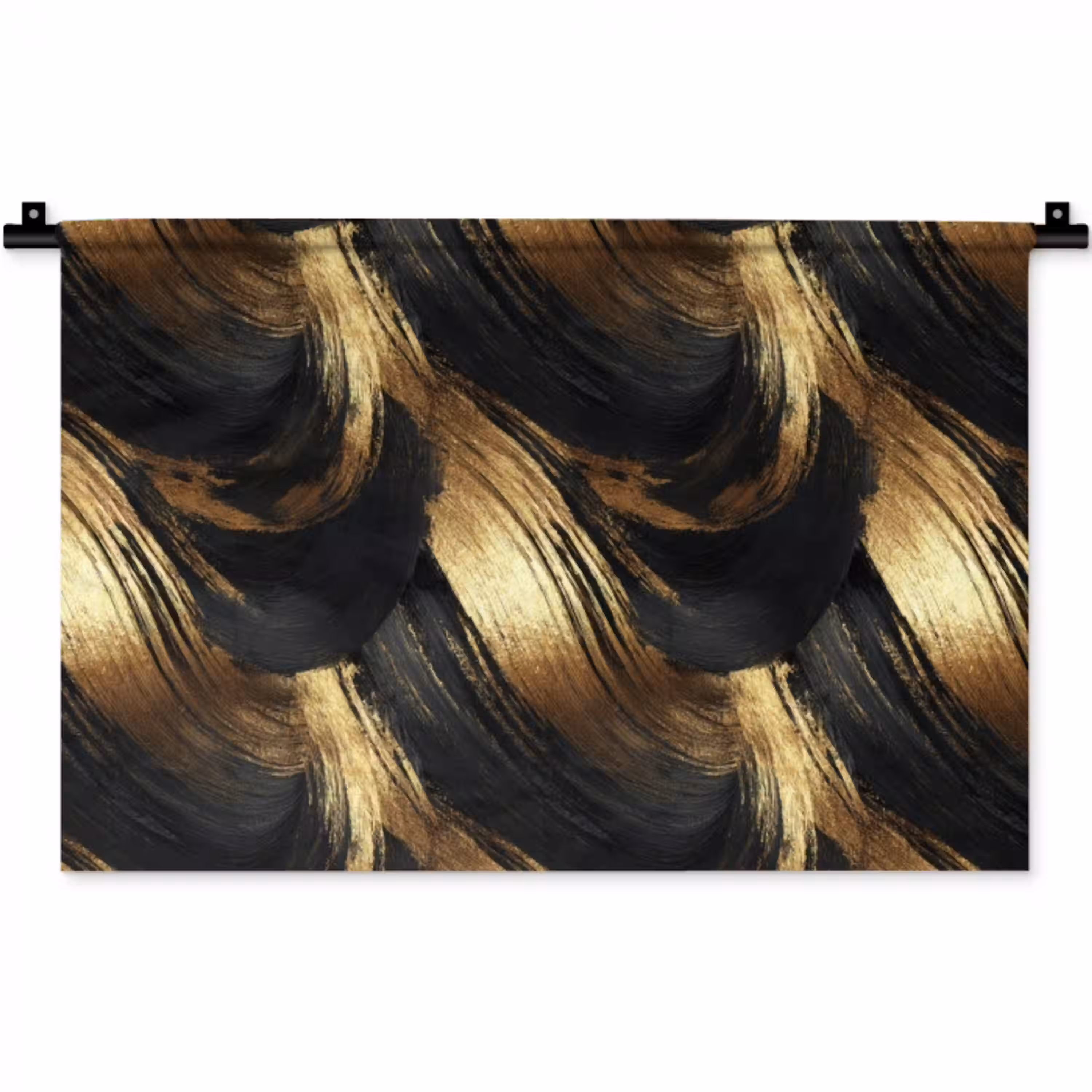 Verfstreken - Abstract - Goud - Zwart Wandkleed katoen klein 269 -zz3d
