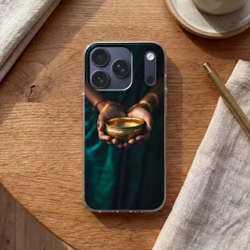 Goud - Kom - Blauw Telefoonhoesje iPhone 17 Pro klein -sfeer1