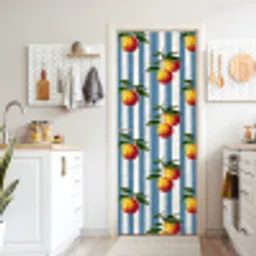 Strepen - Citroen - Blauw deurposter klein 289 -sfeer5