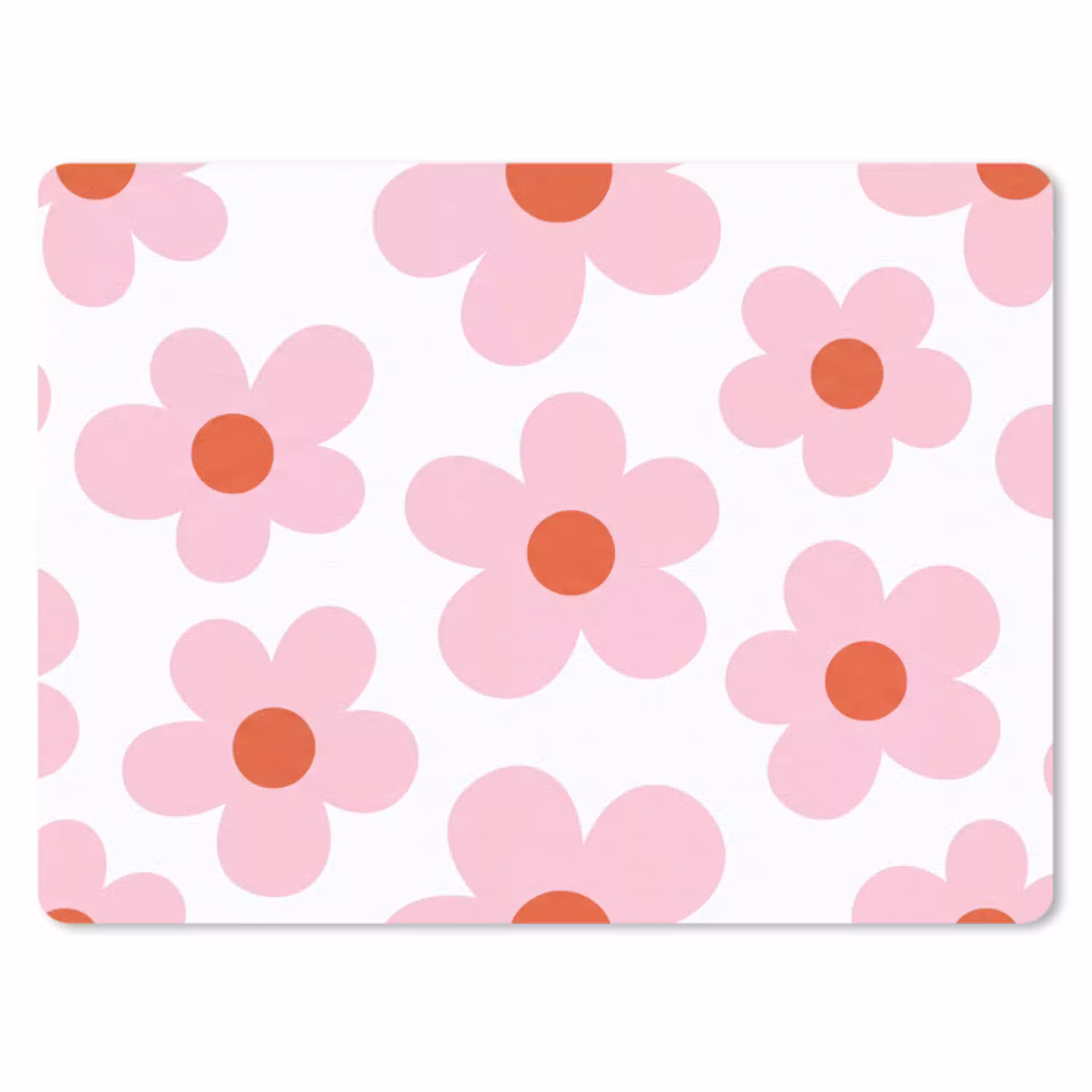 Bloemen - Patroon - Modern - Roze - Wit muismat rubber klein -3d