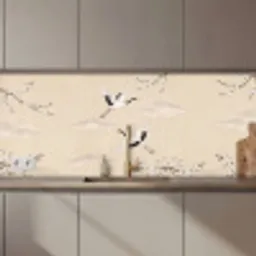 Kraanvogels - Bloesem - Beige keuken achterwand 2 middel zz_3dshopping