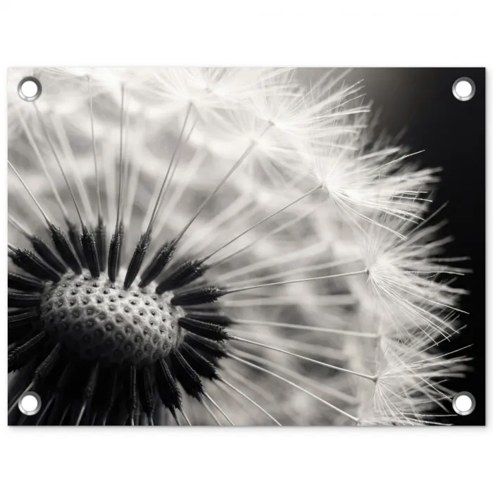 Paardenbloem - Zwart - Wit tuinposter los doek klein -3d