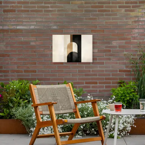 Geometrische - Vormen - Wit Tuinposter op houten frame 2 cm dik klein -sfeer3