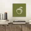 Lijntekening - Appel - Olijfgroen - Blaadje aluminium wit klein -sfeer1